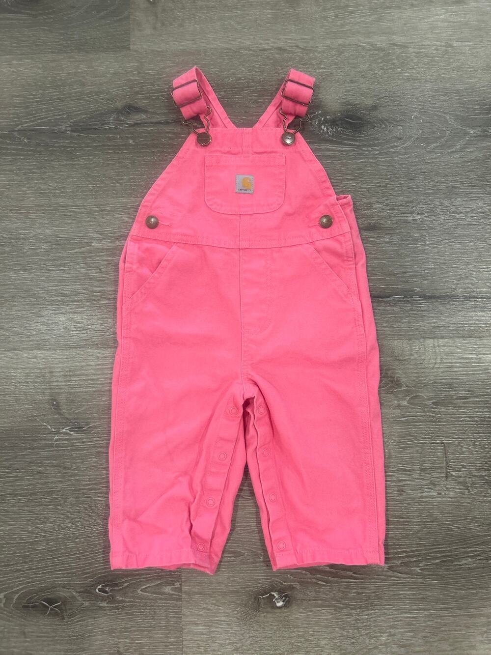 Carhartt Baby Girls Pink Canvas Bib Overalls Size 9M 9 Months EUC